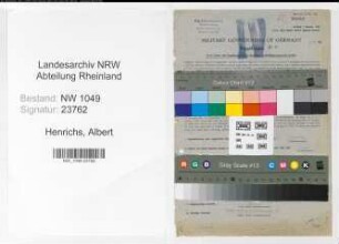 Entnazifizierung Albert Henrichs , geb. 01.03.1903 (Arbeiter)