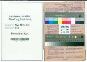 Entnazifizierung Kurt Rininsland , geb. 19.09.1903 (Kaufmann)