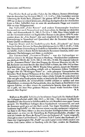 Mondfeld, Wolfram zu :: Schicksale berühmter Segelschiffe : Herford, Koehler, 1984
