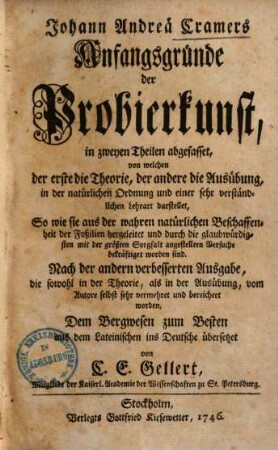 Anfangsgründe der Probierkunst : in zweyen Theilen abgefasset ...