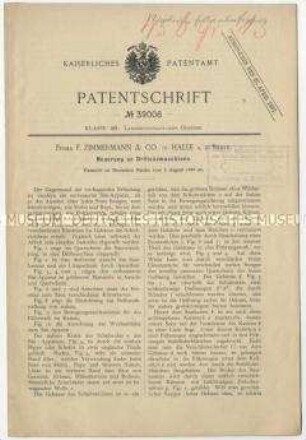 Patentschrift einer Neuerung an Drillsämaschinen, Patent-Nr. 39006