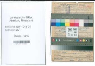Entnazifizierung Hans Dickel , geb. 10.02.1909 (Arzt)