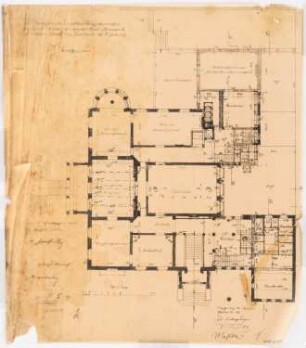 Villa von der Heydt, Berlin-Tiergarten. Zum Projekt gehörend: Böhmer & Petrich, Villa von der Heydt, Berlin-Tiergarten Umbau: Grundriss Erdgeschoss 1:100