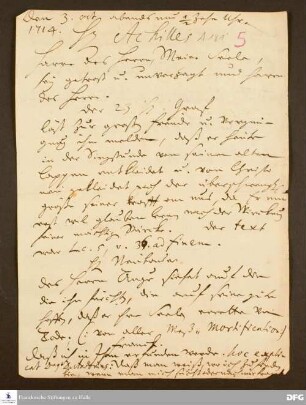 Brief von August Hermann Francke an Andreas Achilles.