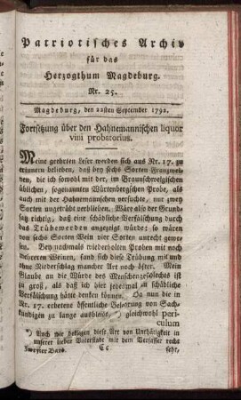 Nr. 25. Magdeburg, den 22sten September 1792