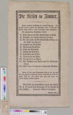 Die Reisen im Zimmer
