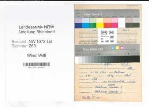 Entnazifizierung Willi Wind , geb. 14.12.1904 (Kraftfahrer)