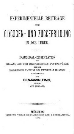 Experimentelle Beiträge zur Glycogen- und Zuckerbildung in der Leber