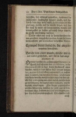 Der 4. Artickel. Von denen kennzeichen der wunden im gesichte, und was dabey zu vermuthen.