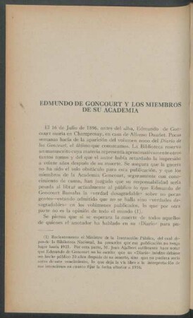 Edmundo de Goncourt y los miembros de su Academia