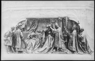 Budapest. Relief an dem Graf-Andrassy-Denkmal (1906) : Budapest. Reiterstandbild von Gyula Andrássy (1906; György Zala). Relief mit Krönungszeremonie (Krönung Franz Josephs 1867 zum König von Ungarn) am Postament. Das Denkmal wurde 1945 abgetragen und eingeschmolzen, 2016 wurde eine Kopie aufgestellt.