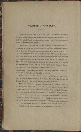 Biographie Vicente G. Quesada