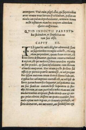 Quid Indoctis Parentibus faciendum, ne simplicitas eorum suis obsit. Caput III.