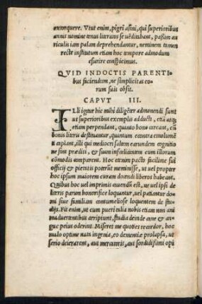 Quid Indoctis Parentibus faciendum, ne simplicitas eorum suis obsit. Caput III.