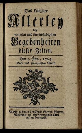 Den 5. Jun., 1764. Drey und zwanzigstes Stück.