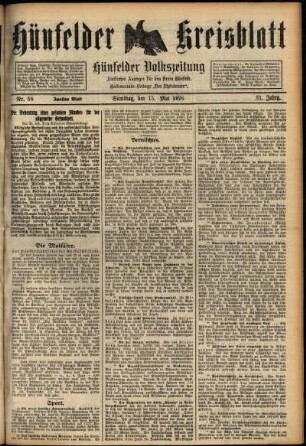 Zweite Ausgabe vom Samstag, den 15. Mai 1926.