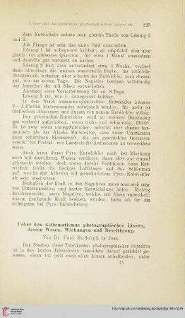 Ueber den Astigmatismus photographischer Linien, dessen Wesen, Wirkungen und Beseitigung
