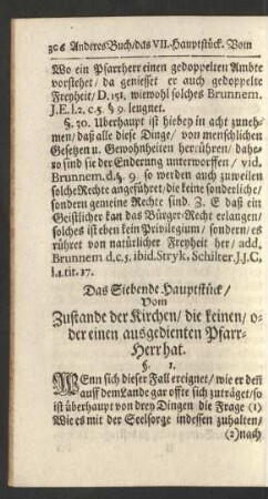 Das Siebende Hauptstück/ Vom Zustande der Kirchen/ die keinen/ oder einen ausgedienten Pfarr-Herr hat