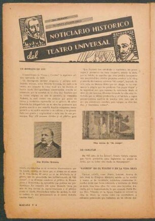 Noticiario histórico del teatro universal : para "Máscara"