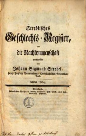 Streblisches Geschlechts-Register
