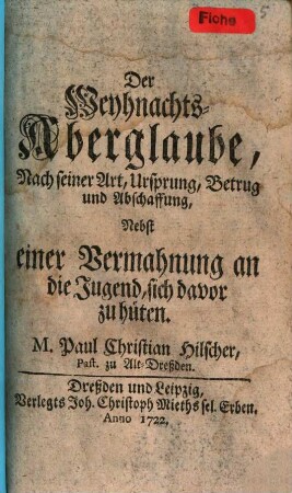 Der Weyhnachts-Aberglaub : Predigt