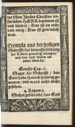 Exempla aus der heiligen Schrifft/ die die aufferstehung der Todten gewaltig anzeigen ...
