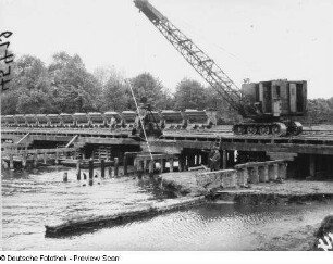 Leipzig, Sachsenbrücke, Bau, Feldbahn