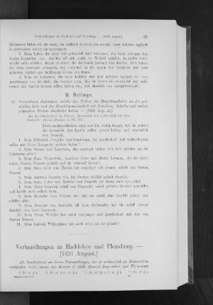 Verhandlungen zu Haddebye und Flensburg. - [1426 August.]