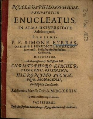 Nucleus Philosophicus, Peripatetice Enucleatus