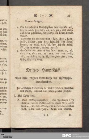 Drittes Hauptstueck. Von dem rechten Gebrauche der Unterscheidungszeichen