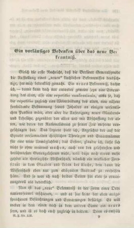129-136 Ein vorläufiges Bedenken über das neue Bekenntnis