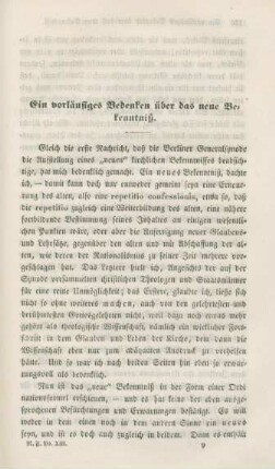 129-136 Ein vorläufiges Bedenken über das neue Bekenntnis