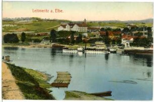 Leitmeritz. Blick über die Elbe mit Dampfer "Bastei"