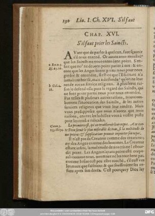Chap. XVI. S' il faut prier les Saincts.