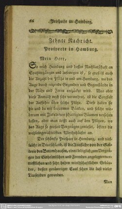 Zehnte Nachricht. Prospecte in Hamburg