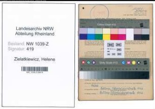 Entnazifizierung Helene Zielatkiewicz , geb. 18.08.1901 (Lehrerin)