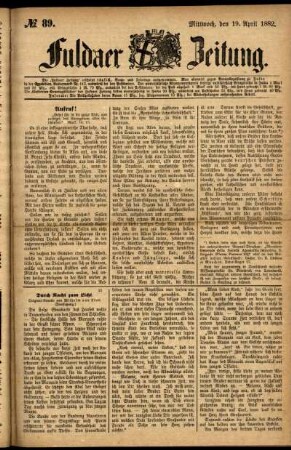 Ausgabe vom Mittwoch, den 19. April 1882.