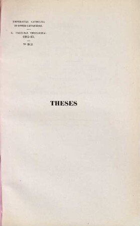 Theses. 1884/85, Fac. Theol.