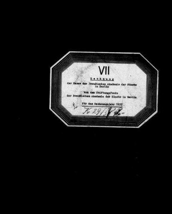 Rechnungsbuch für den Stiftungsfonds 1937