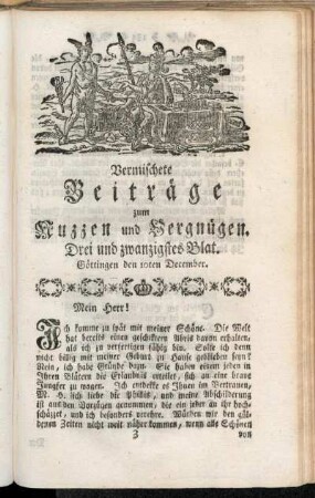 Drei und zwanzigstes Blat, ... den 10ten December