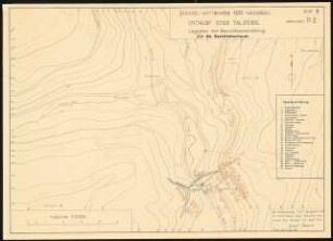 Talsperre für den Hahnenbach bei Kirn Schinkelwettbewerb 1935: Gewichsstaumauer: Lageplan der Baustelleneinrichtung 1:2500