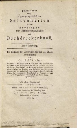 Beschreibung einiger typographischen Seltenheiten nebst Beyträgen zur Erfindungsgeschichte der Buchdruckerkunst, 1