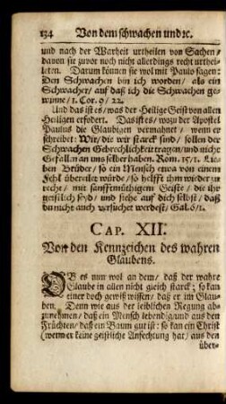 Cap. XII. Von den Kennzeichen des wahren Glaubens.
