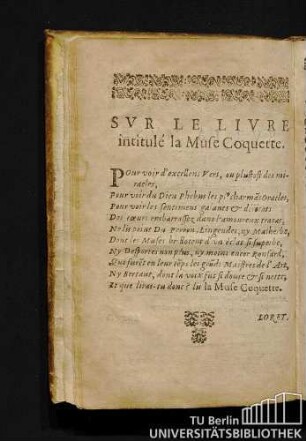 Svr Le Livre intitulé la Muse Coquette.