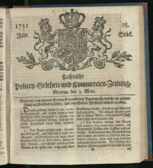 18. Stueck, Montag den 3. May 1751