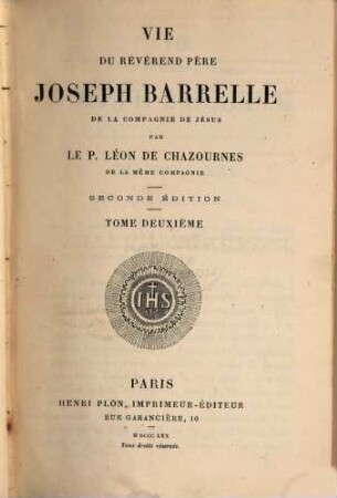 Vie du révérend père Joseph Barrelle de la compagnie de Jésus, 2