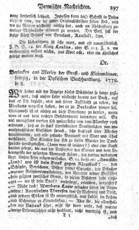 : Brelocken an's Allerley der Groß- und Kleinmänner.