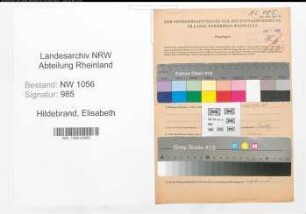 Entnazifizierung Elisabeth Hildebrand , geb. 22.10.1908 ()