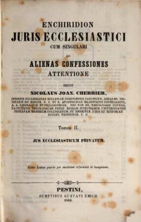 Enchiridion Juris Ecclesiastici cum singulari ad alienas confessiones attentione, 2. Jus ecclesiasticum privatum