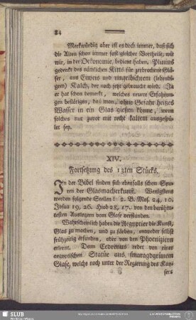 XIV. Fortsetzung des 13ten Stücks